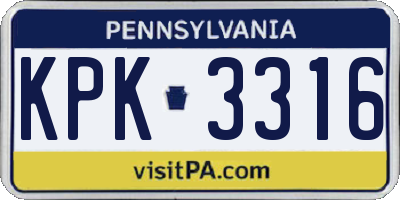 PA license plate KPK3316