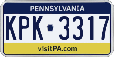 PA license plate KPK3317