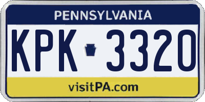 PA license plate KPK3320