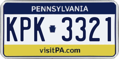 PA license plate KPK3321