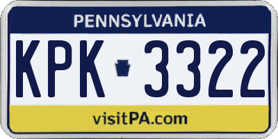 PA license plate KPK3322