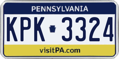 PA license plate KPK3324