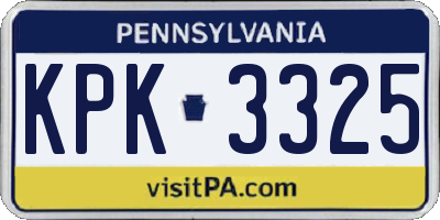PA license plate KPK3325