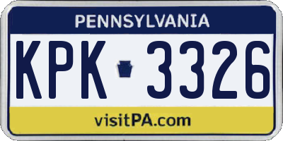 PA license plate KPK3326