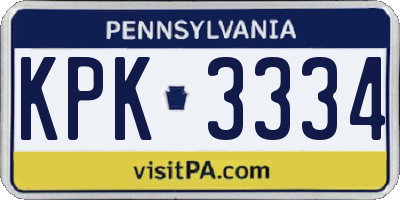 PA license plate KPK3334