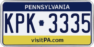 PA license plate KPK3335