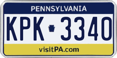 PA license plate KPK3340