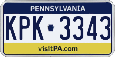PA license plate KPK3343