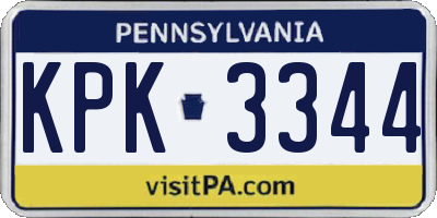 PA license plate KPK3344