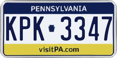 PA license plate KPK3347