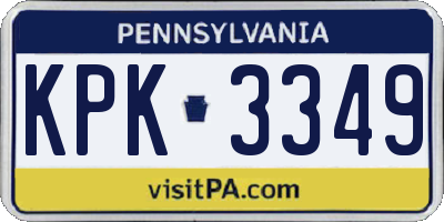 PA license plate KPK3349