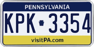 PA license plate KPK3354