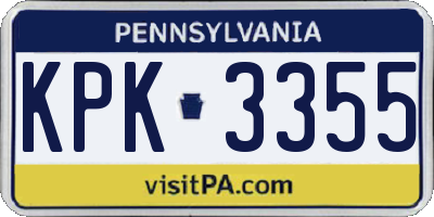 PA license plate KPK3355