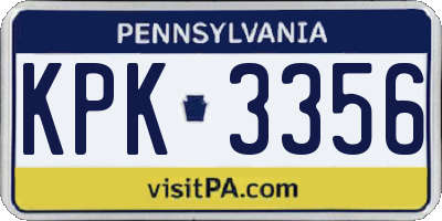 PA license plate KPK3356