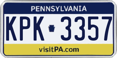 PA license plate KPK3357
