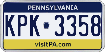 PA license plate KPK3358