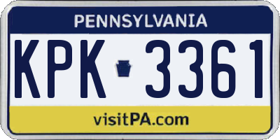 PA license plate KPK3361
