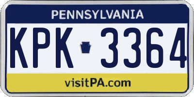 PA license plate KPK3364