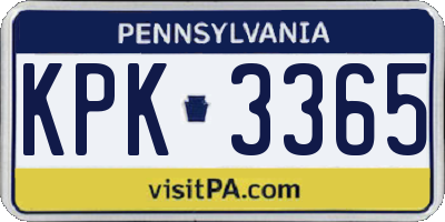 PA license plate KPK3365