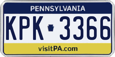 PA license plate KPK3366