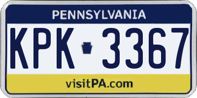 PA license plate KPK3367