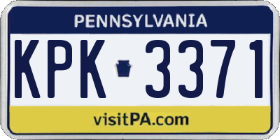 PA license plate KPK3371