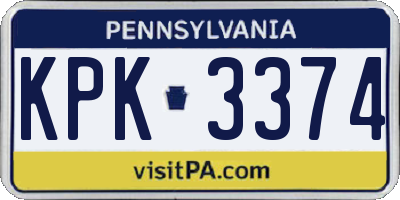 PA license plate KPK3374
