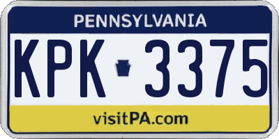 PA license plate KPK3375