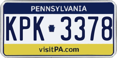 PA license plate KPK3378