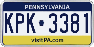 PA license plate KPK3381