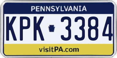 PA license plate KPK3384
