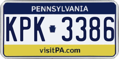 PA license plate KPK3386