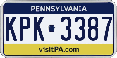 PA license plate KPK3387