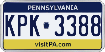PA license plate KPK3388