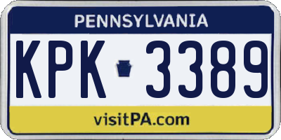 PA license plate KPK3389