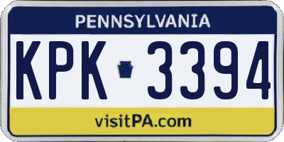 PA license plate KPK3394