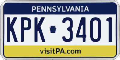 PA license plate KPK3401
