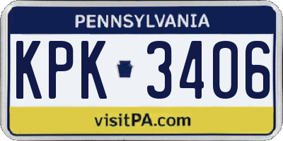 PA license plate KPK3406
