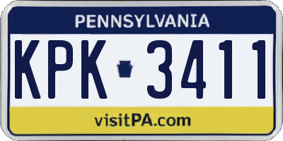 PA license plate KPK3411