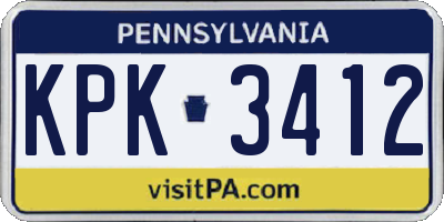 PA license plate KPK3412