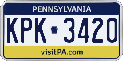 PA license plate KPK3420