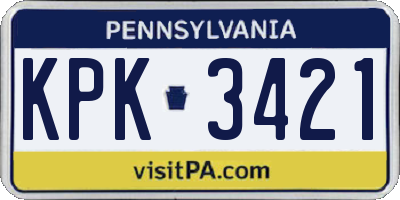PA license plate KPK3421