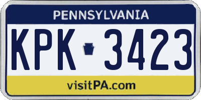 PA license plate KPK3423