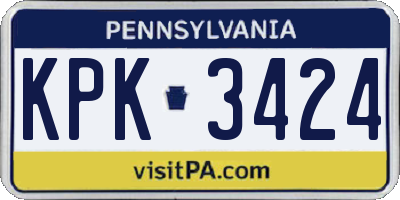 PA license plate KPK3424