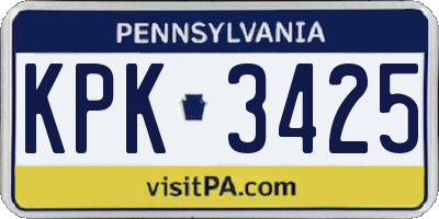 PA license plate KPK3425