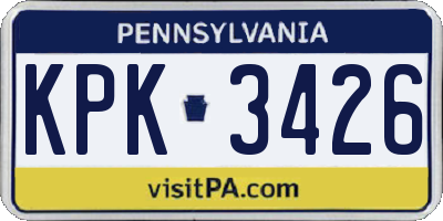 PA license plate KPK3426