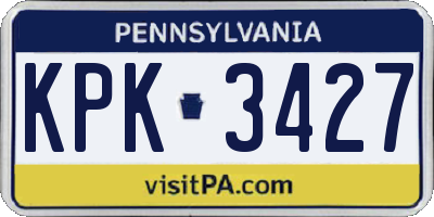 PA license plate KPK3427