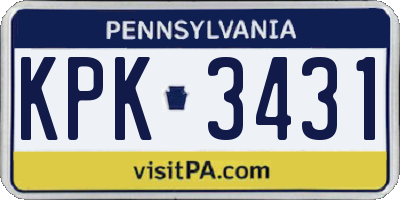 PA license plate KPK3431