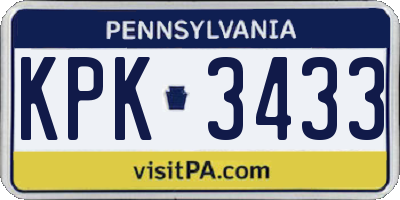 PA license plate KPK3433