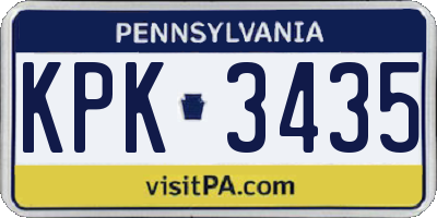 PA license plate KPK3435
